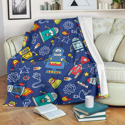 Robot Pattern Print Design A03 Premium Blanket