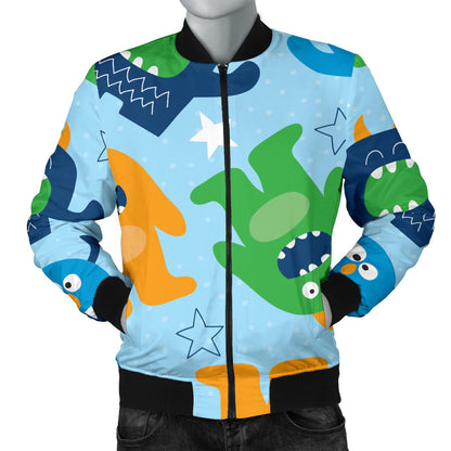 Monster Cartoon Pattern Print Design 04 Men Bomber Jacket