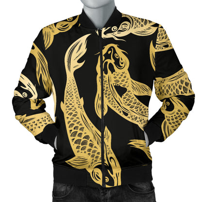 KOI Fish Pattern Print Design 03 Men Bomber Jacket