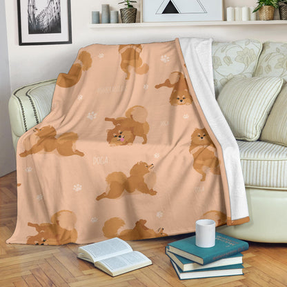 Pomeranians Pattern Print Design A06 Premium Blanket