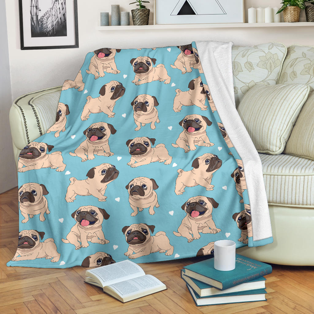 Pug Pattern Print Design A03 Premium Blanket