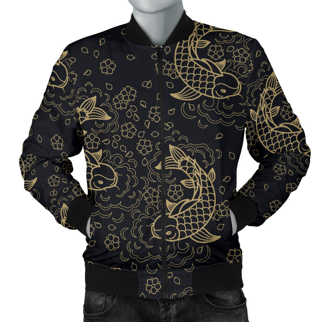 KOI Fish Pattern Print Design 02 Men Bomber Jacket