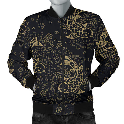 KOI Fish Pattern Print Design 02 Men Bomber Jacket