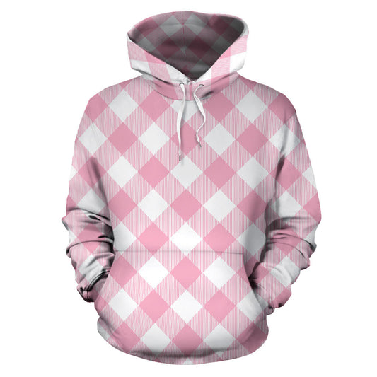 Gingham Pink Pattern Print Design 02 Pullover Hoodie