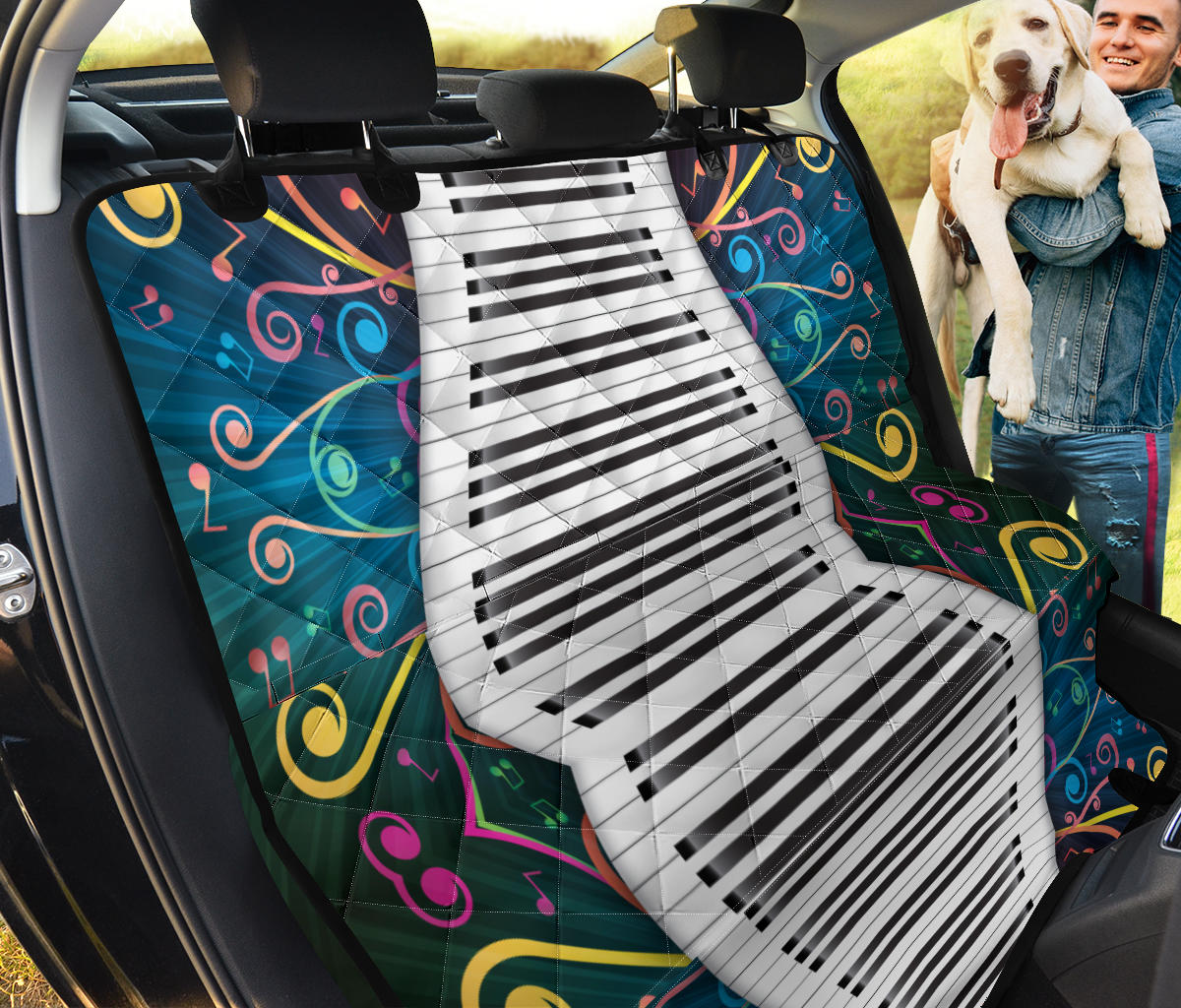 Piano Pattern Print Design 01 Rear Dog Car Seat Cover Hammock