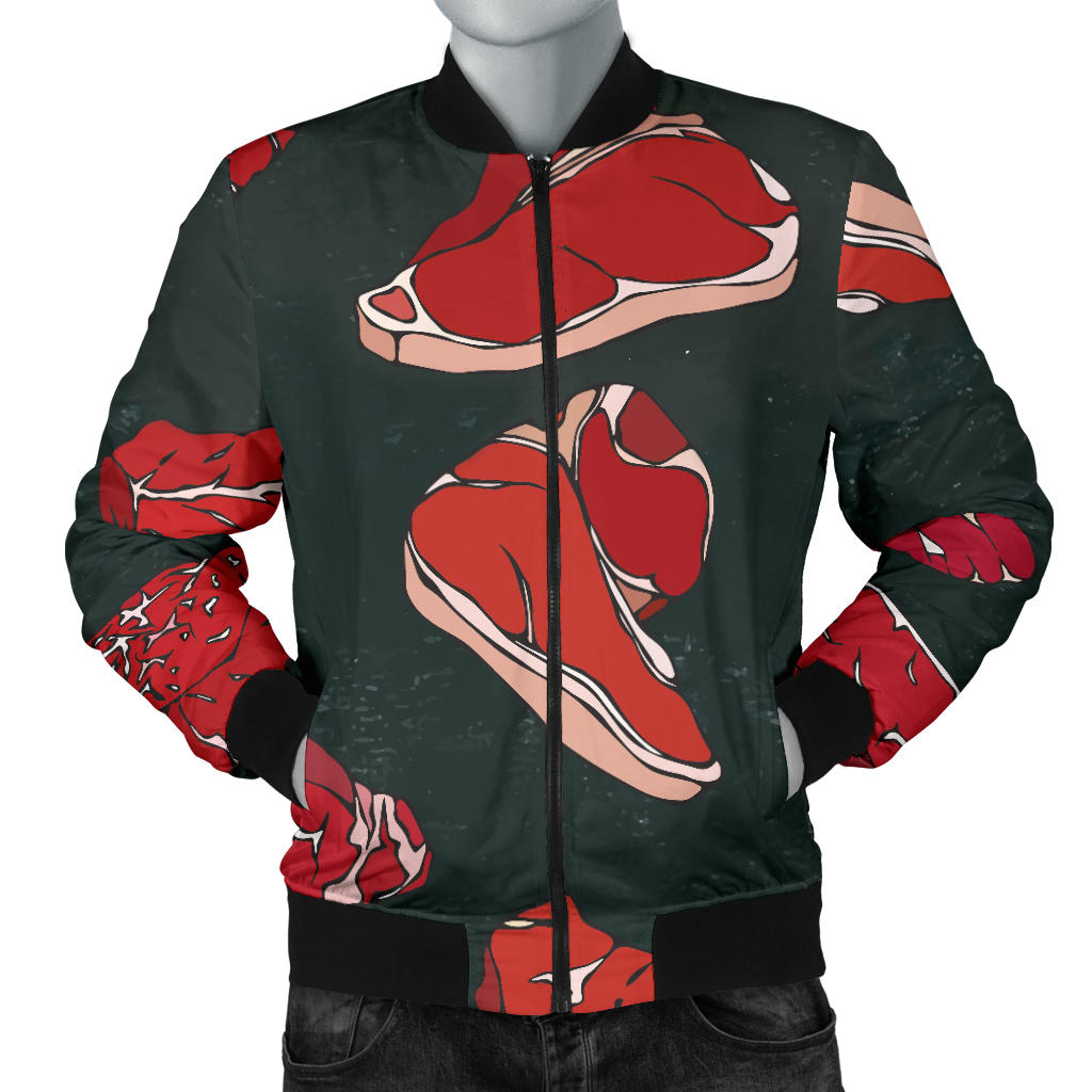 Meat Pattern Print Design 01 Men Bomber Jacket