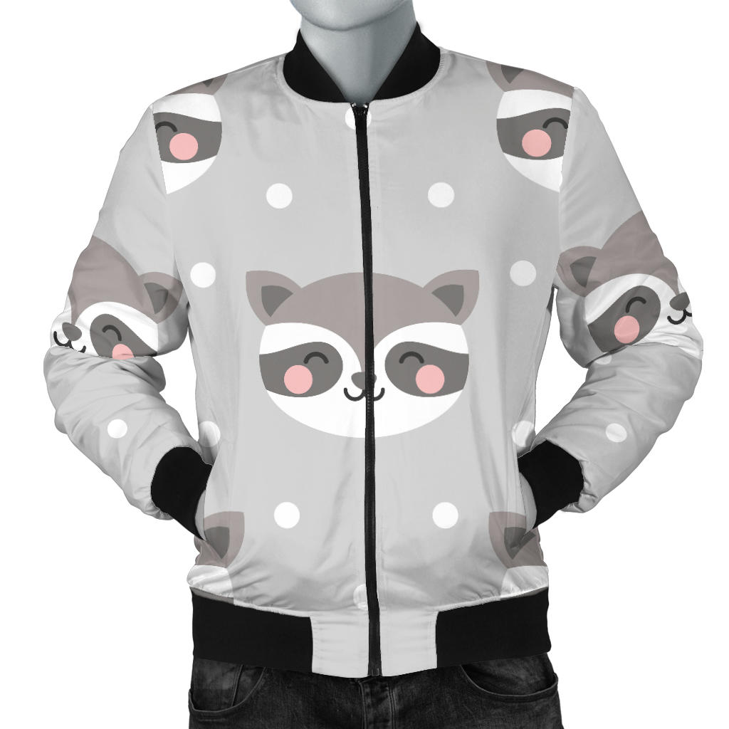 Raccoon Pattern Print Design A04 Men Bomber Jacket