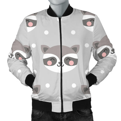 Raccoon Pattern Print Design A04 Men Bomber Jacket