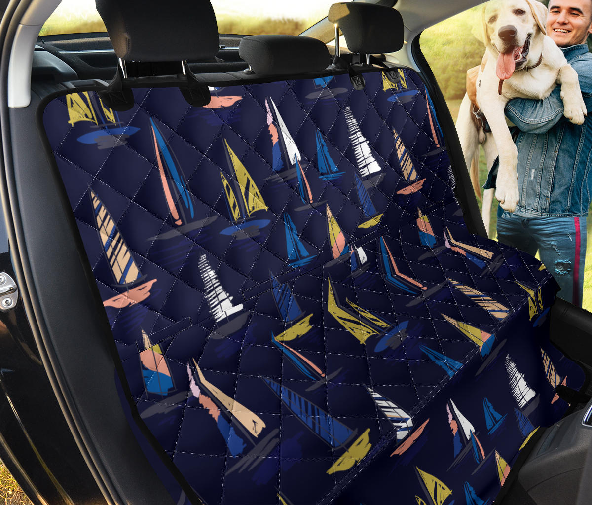 Sailing Ships Pattern Print Design A03 Rear Dog Car Seat Cover Hammock