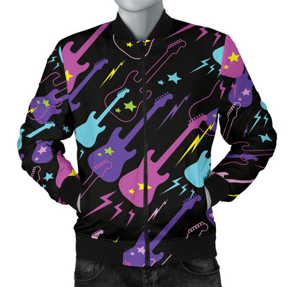 Electric Guitar Pattern Print Design 02 Men Bomber Jacket