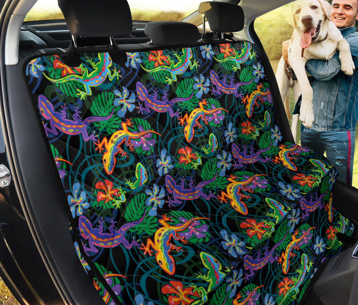 Gecko Colorful Pattern Print Design 01 Rear Dog Car Seat Cover Hammock