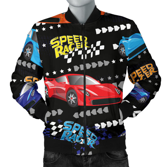 Racing Pattern Print Design A05 Men Bomber Jacket