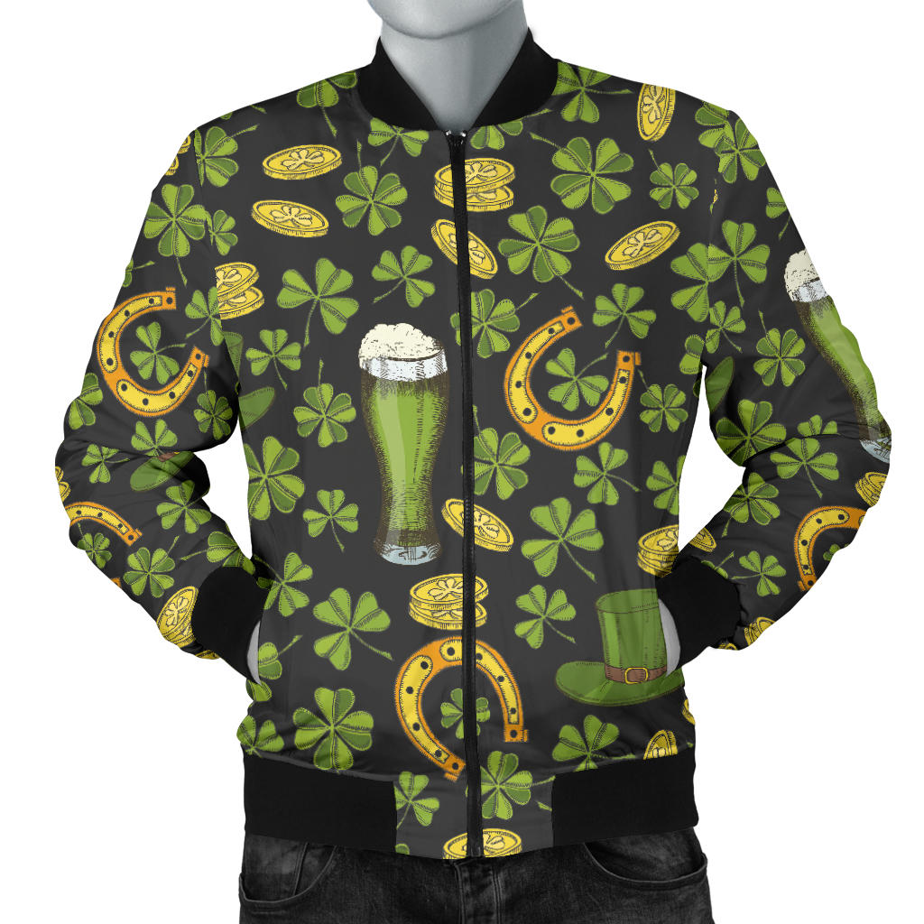 Clover St Patricks Pattern Print Design 03 Men Bomber Jacket