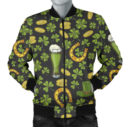 Clover St Patricks Pattern Print Design 03 Men Bomber Jacket