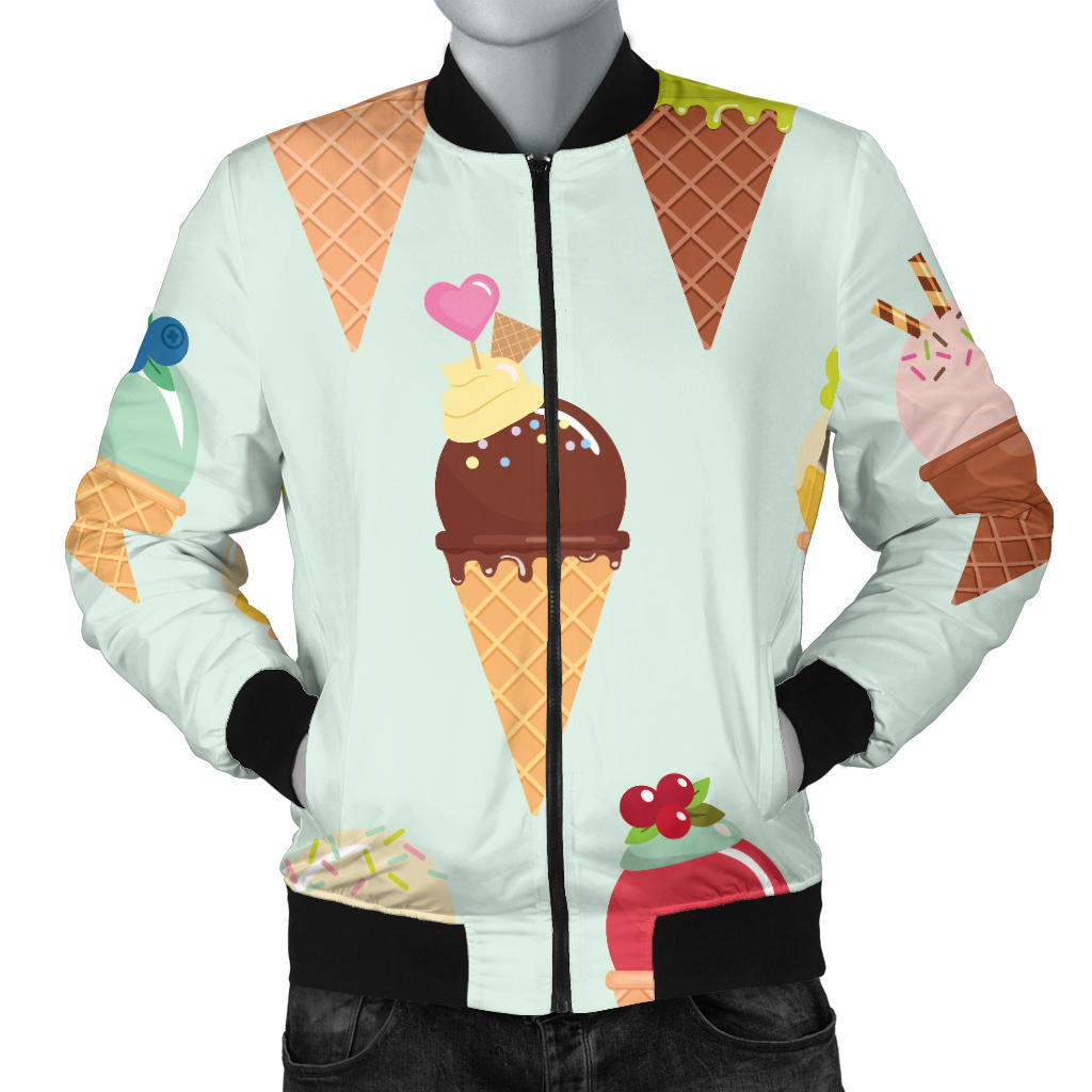 Ice Cream Pattern Print Design 03 Men Bomber Jacket