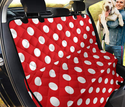 Polka Dot Red Pattern Print Design 04 Rear Dog Car Seat Cover Hammock