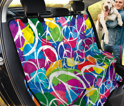 Peace Sign Colorful Pattern Print Design A02 Rear Dog Car Seat Cover Hammock