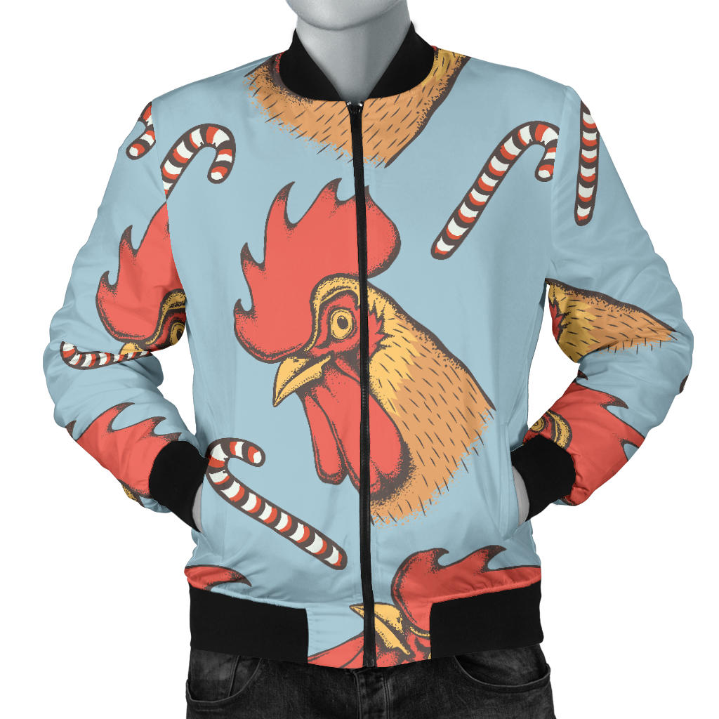 Rooster Pattern Print Design A05 Men Bomber Jacket