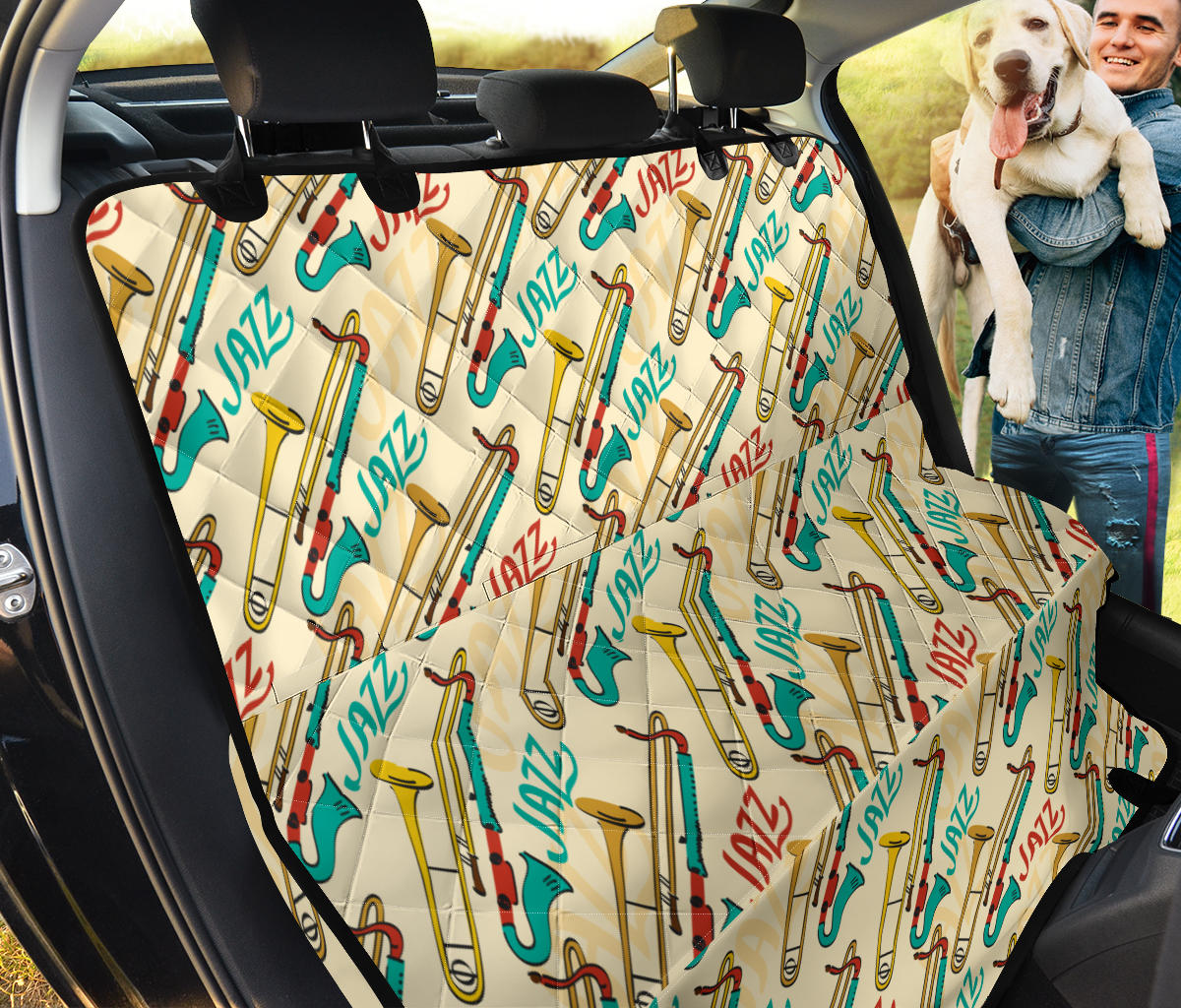 Trombone Pattern Print Design 03 Rear Dog Car Seat Cover Hammock