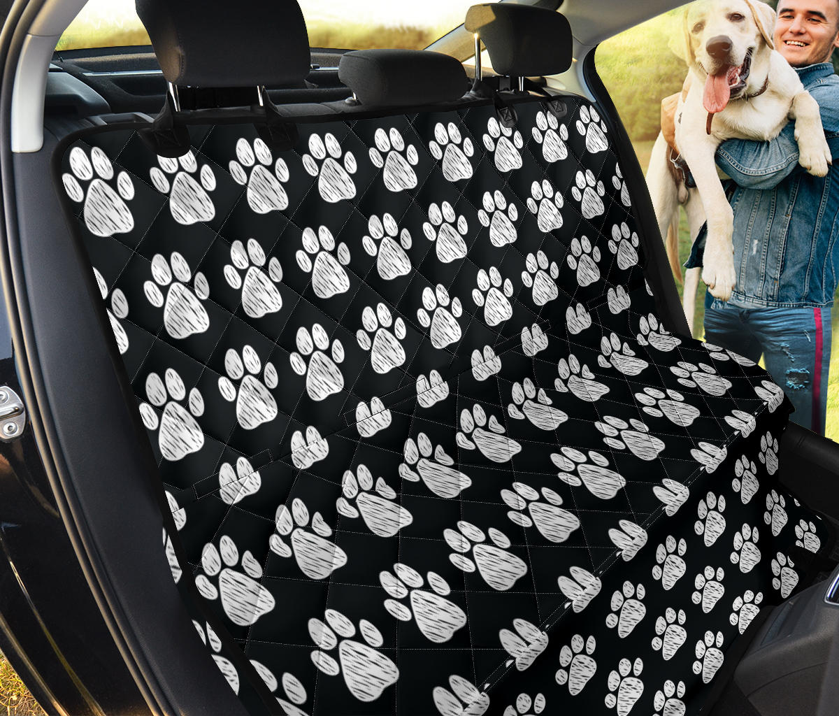 Paw Pattern Print Design A02 Rear Dog Car Seat Cover Hammock
