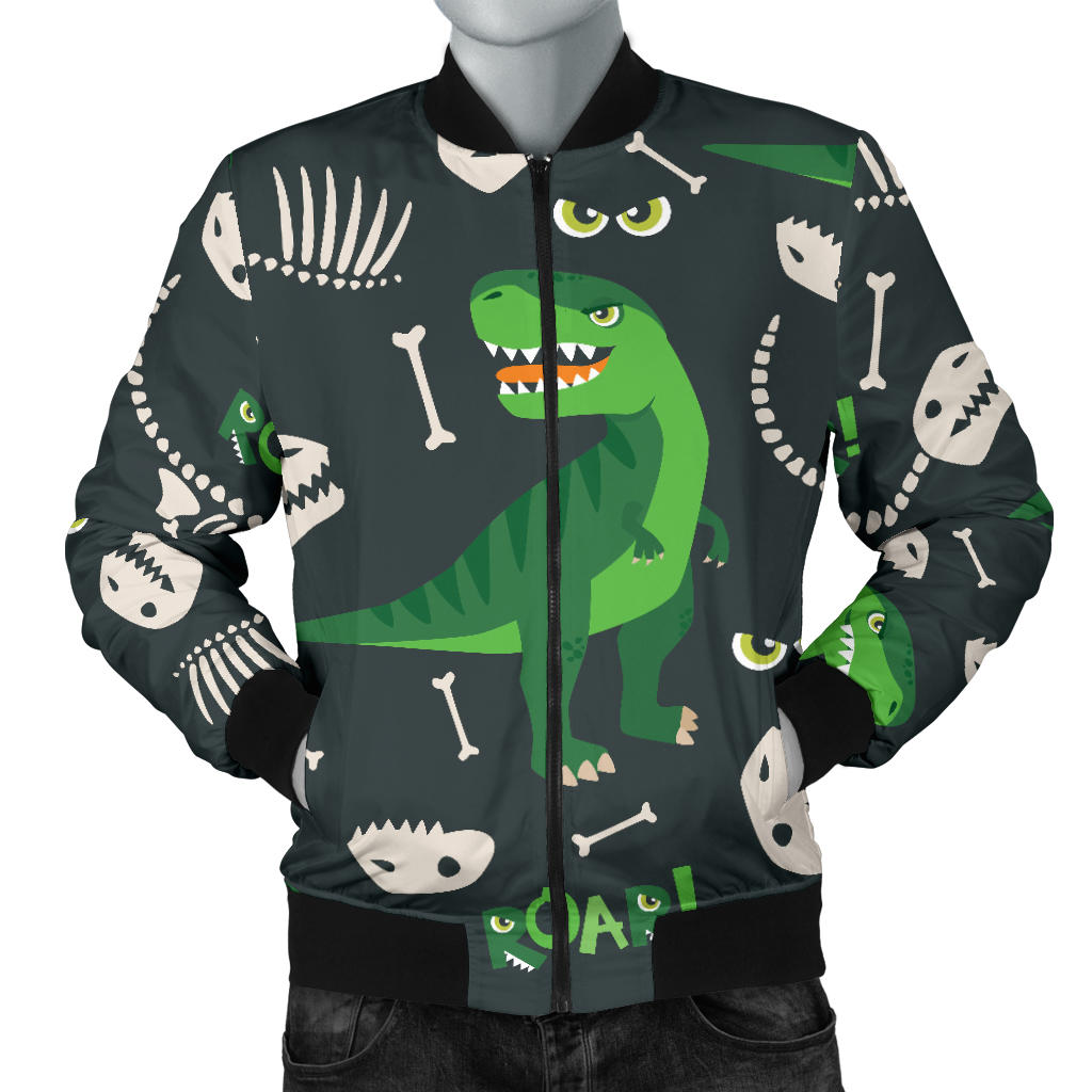 T Rex Pattern Print Design A05 Men Bomber Jacket