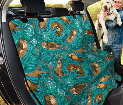 Sea Otter Pattern Print Design 01 Rear Dog Car Seat Cover Hammock