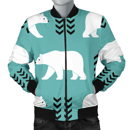 Polar Bear Pattern Print Design A05 Men Bomber Jacket