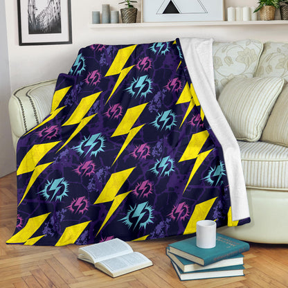 Lightning Thunder Pattern Print Design 01 Premium Blanket