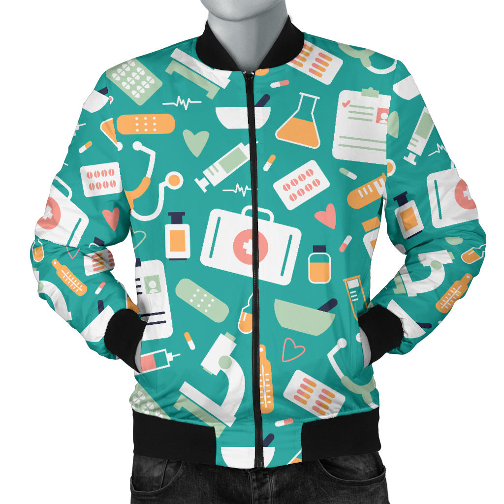 Medical Pattern Print Design 03 Men Bomber Jacket