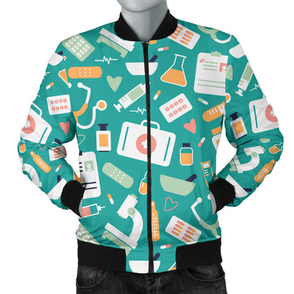 Medical Pattern Print Design 03 Men Bomber Jacket