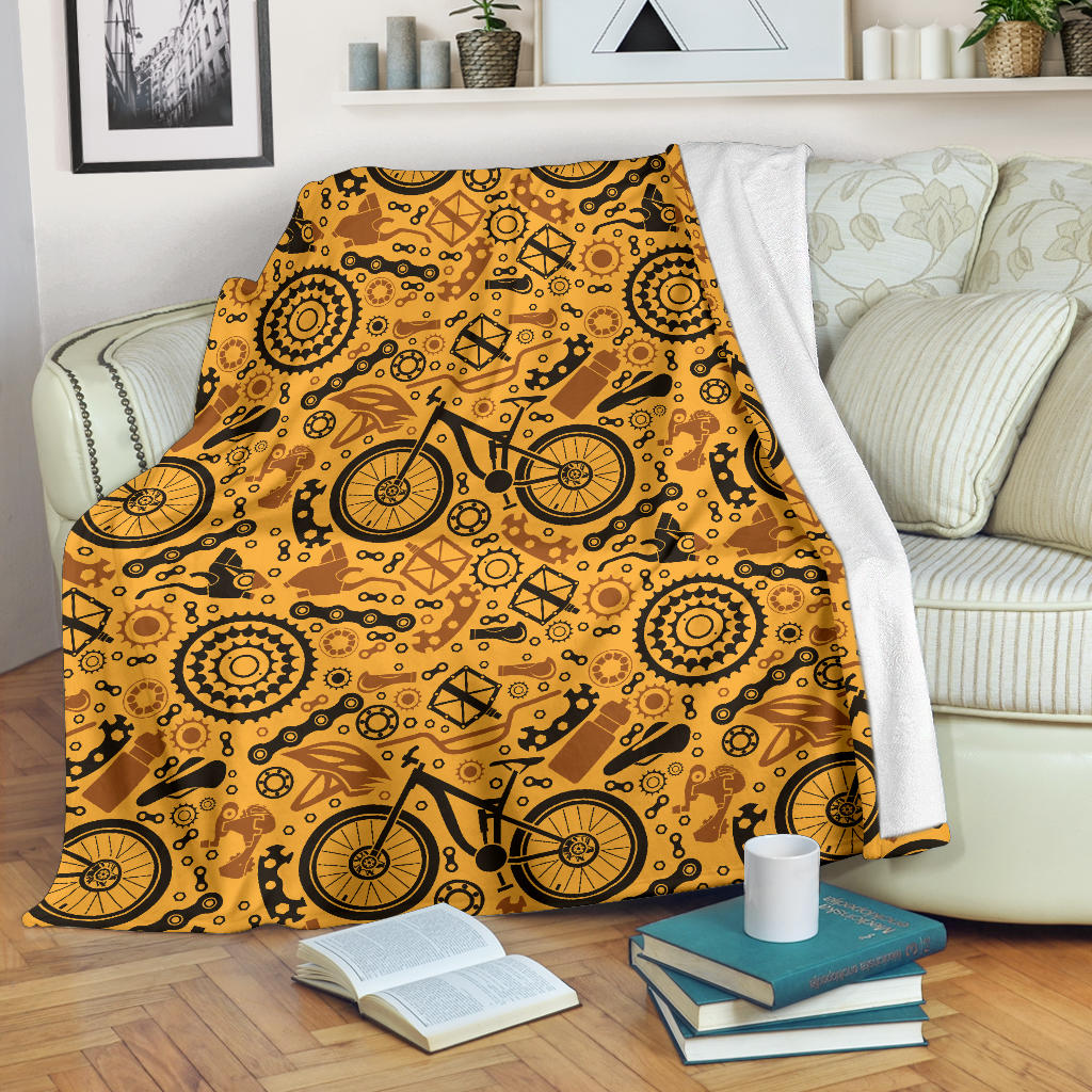 Mountain bike Pattern Print Design 03 Premium Blanket