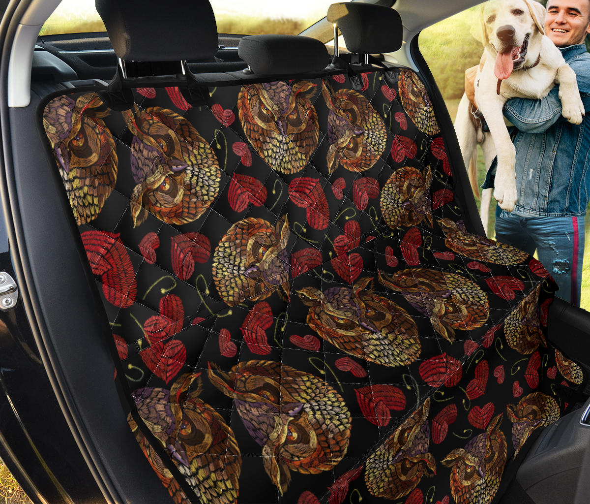 Owl Pattern Print Design A08 Rear Dog Car Seat Cover Hammock