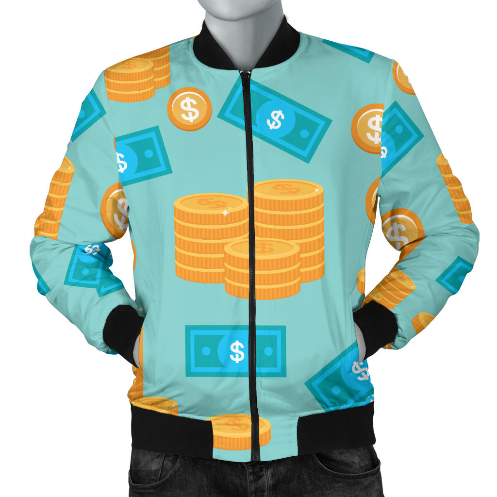Money Pattern Print Design 03 Men Bomber Jacket