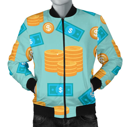 Money Pattern Print Design 03 Men Bomber Jacket