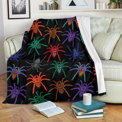 Tarantula Neon Color Pattern Print Design 03 Premium Blanket