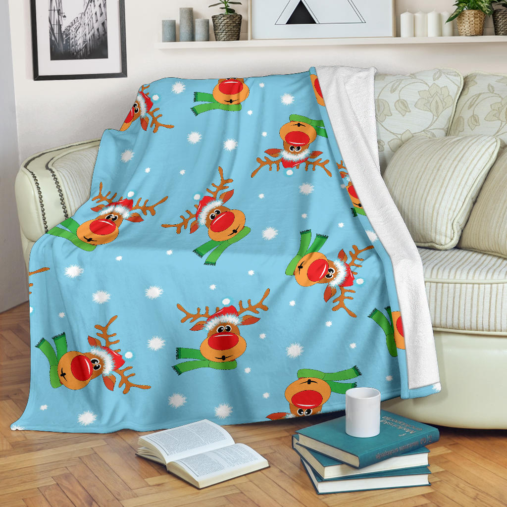 Reindeer cute Pattern Print Design 02 Premium Blanket