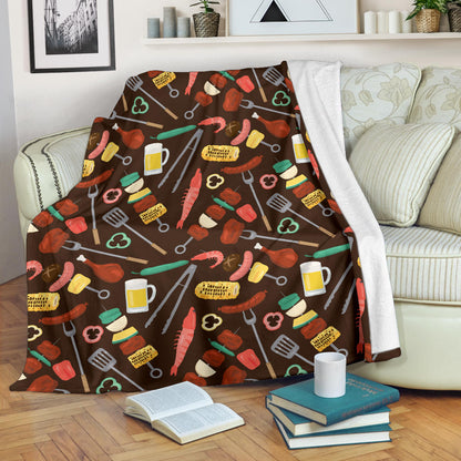 Barbecue Pattern Print Design 05 Premium Blanket