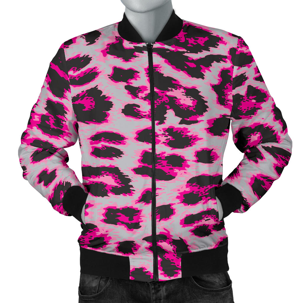 Leopard Pattern Print Design 02 Men Bomber Jacket