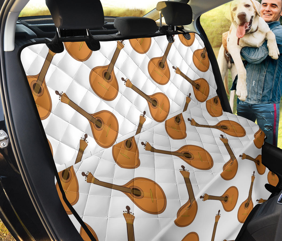 Mandolin Pattern Print Design 01 Rear Dog Car Seat Cover Hammock