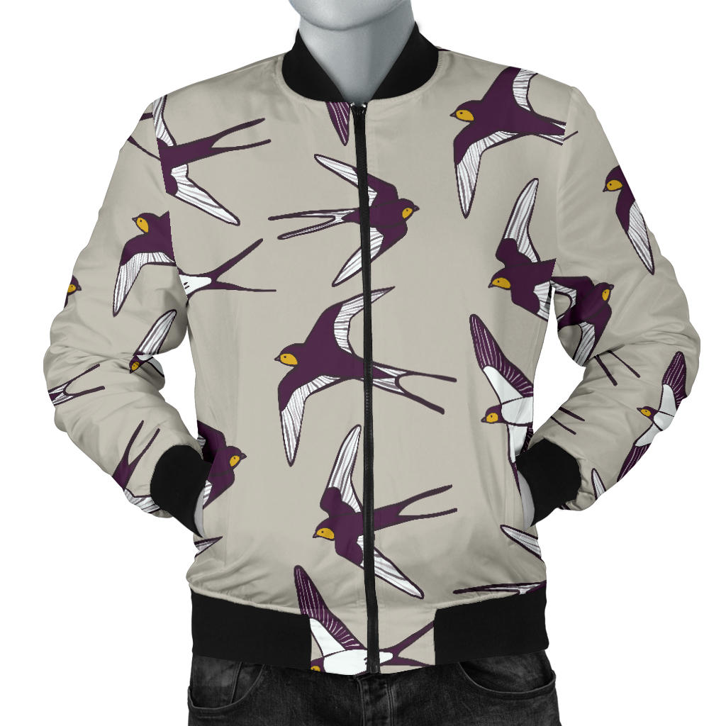 Swallow Bird Pattern Print Design 03 Men Bomber Jacket