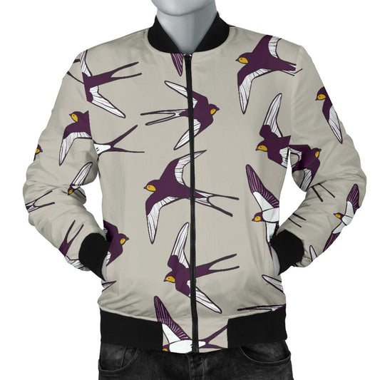 Swallow Bird Pattern Print Design 03 Men Bomber Jacket