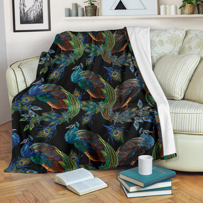 Peacock Pattern Print Design A04 Premium Blanket