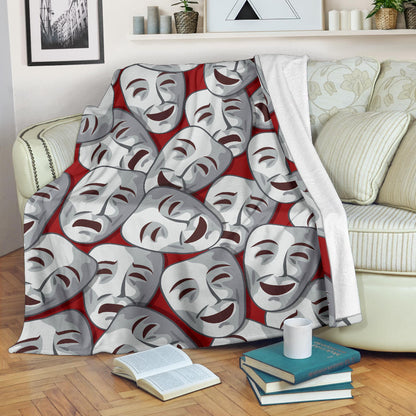 Acting Mask Pattern Print Design 01 Premium Blanket