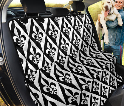 Fleur De Lis Black White Pattern Print Design 02 Rear Dog Car Seat Cover Hammock