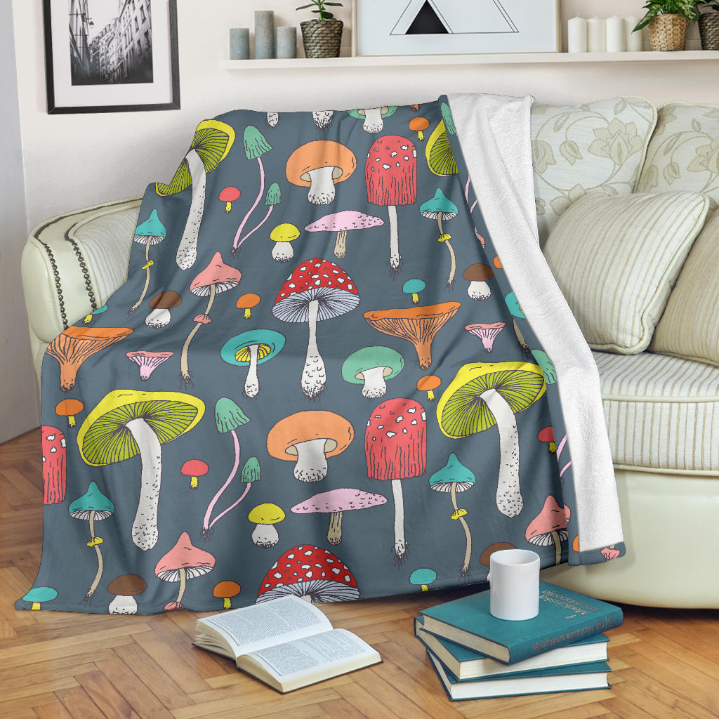 Mushroom Pattern Print Design A03 Premium Blanket