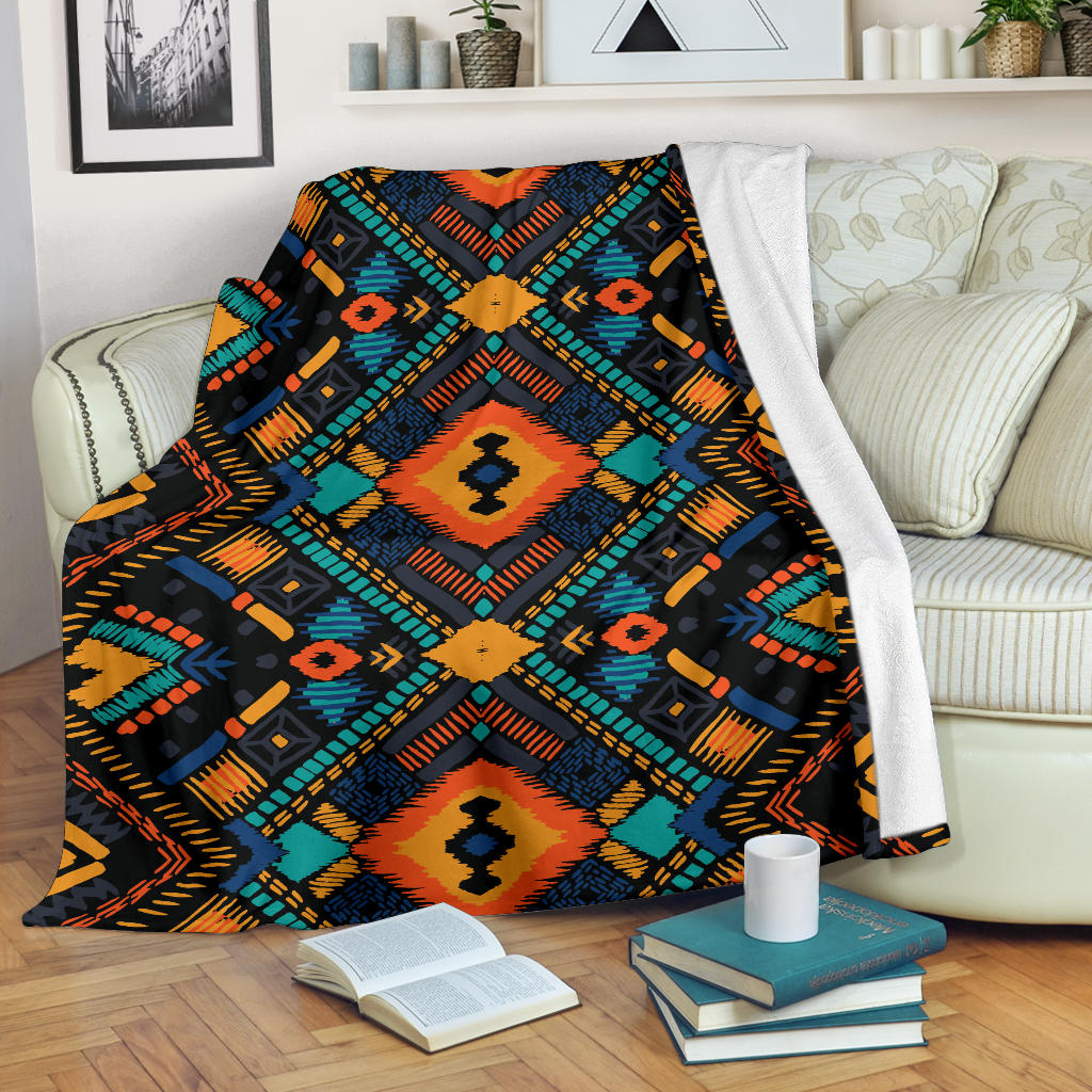Kente Pattern Print Design 04 Premium Blanket