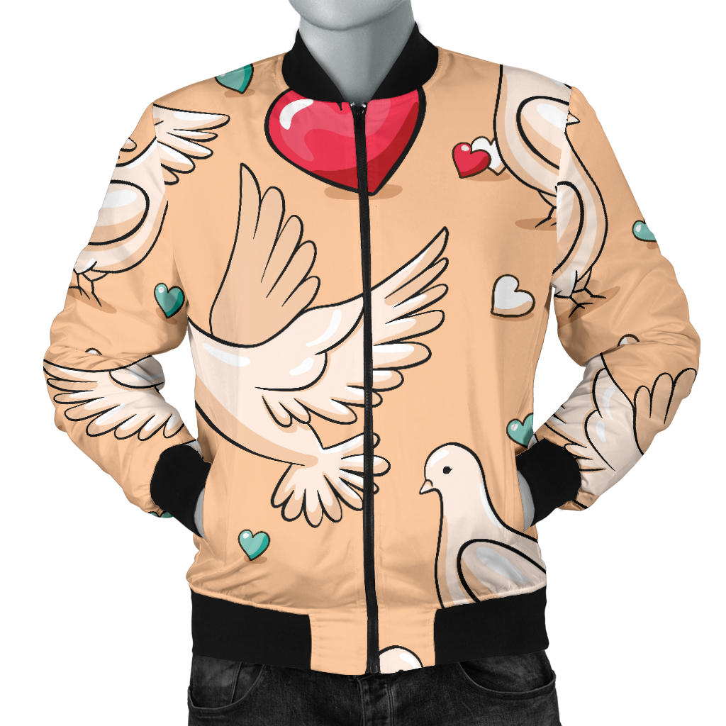 Pigeon Heart Pattern Print Design 04 Men Bomber Jacket