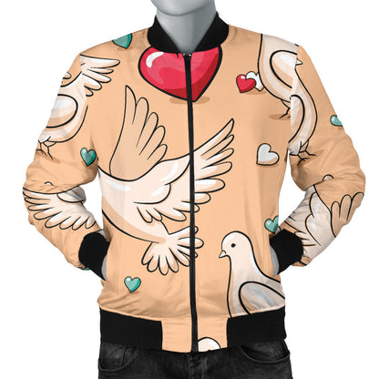 Pigeon Heart Pattern Print Design 04 Men Bomber Jacket