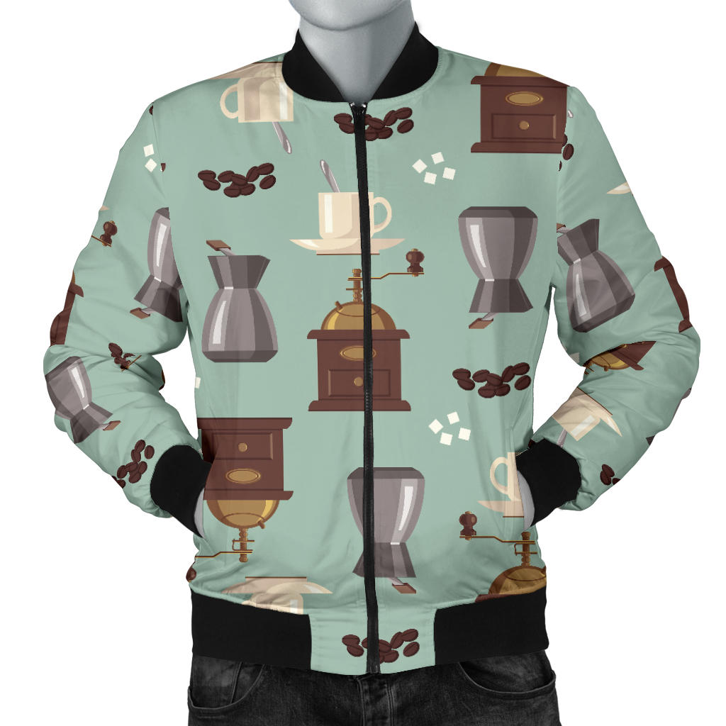 Coffee Pattern Print Design 04 Men Bomber Jacket