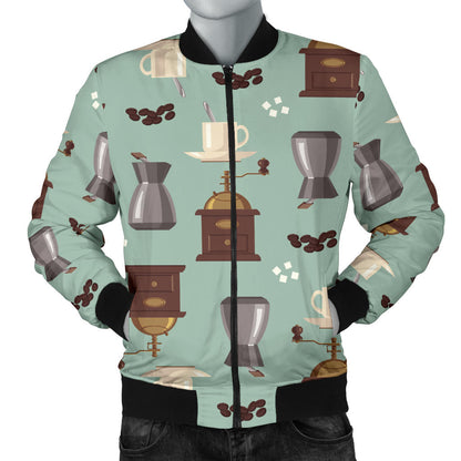 Coffee Pattern Print Design 04 Men Bomber Jacket
